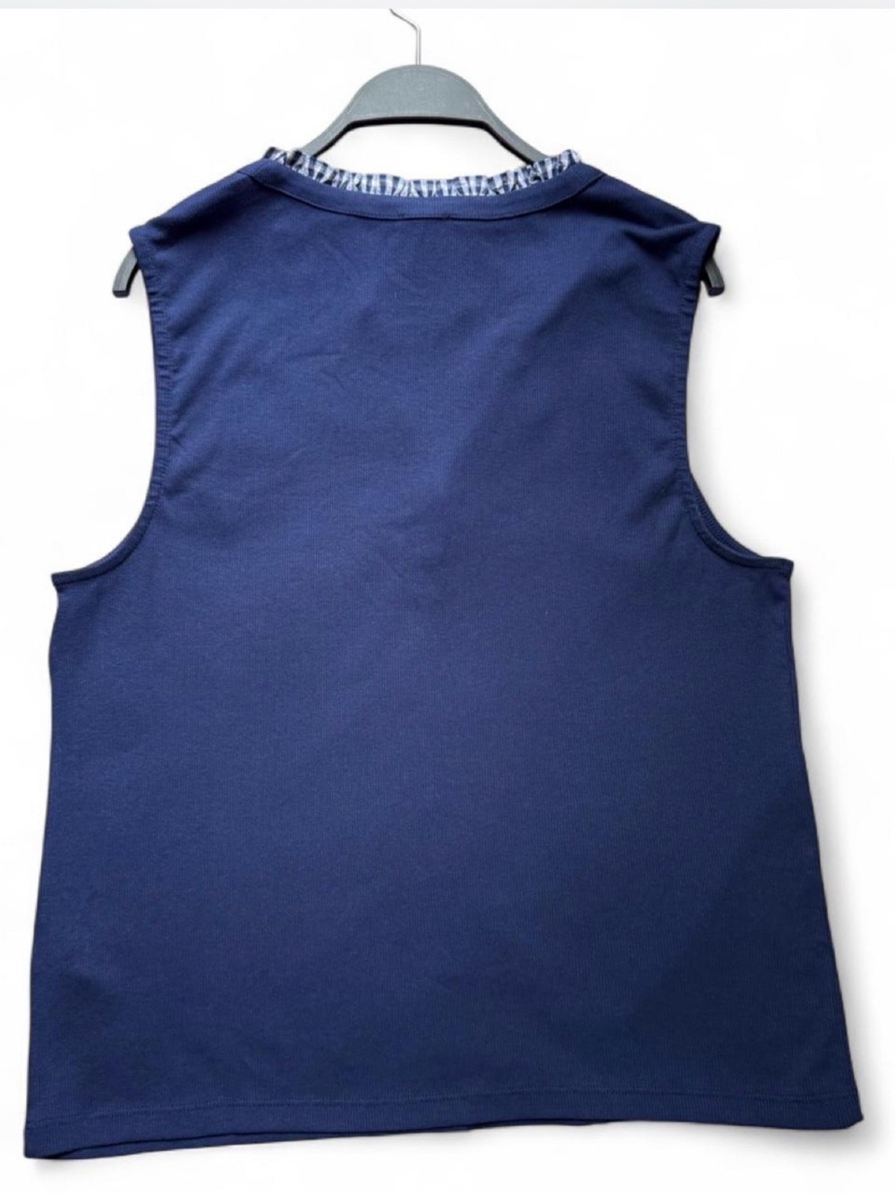 J.Crew Factory Ruffle Trim Ribbed Tank Top Navy XXL NWT - Picture 2 of 5